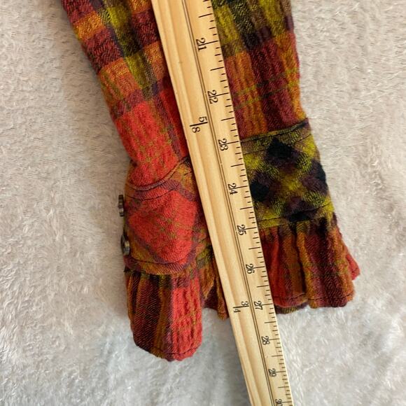 We The Free People Ruffled Up Plaid Shirt Jacket Women S Rust Boho Cowgirl FALL - Picture 9 of 11